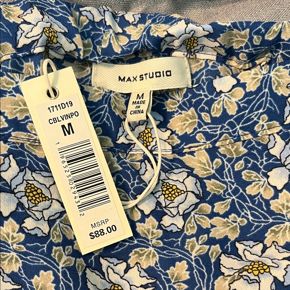 Max Studio Blue Floral Midi Skirt Size M NWT - Picture 2 of 7